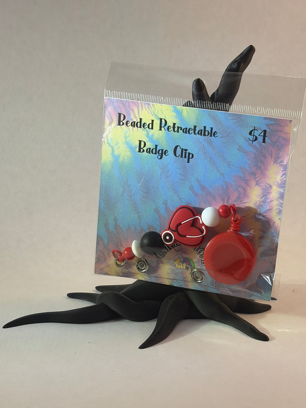 Beaded Retractable Badge Clips