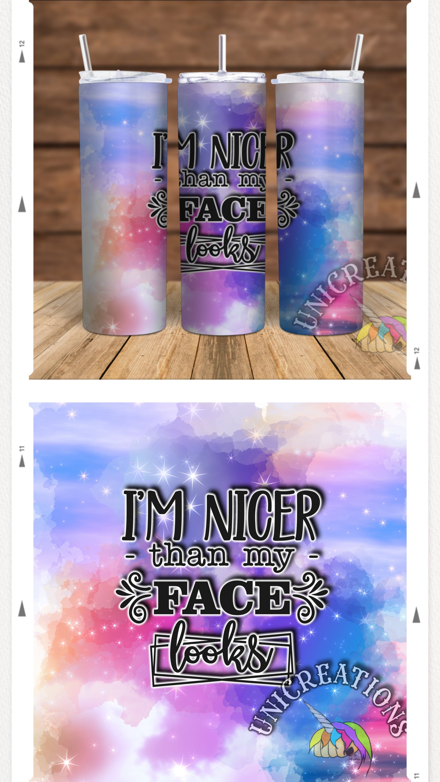 I'm Nicer Than My Face Looks Printed Tumbler