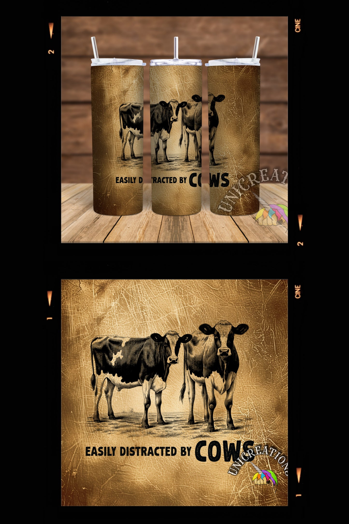 Easily Distracted by Cows Printed Tumbler