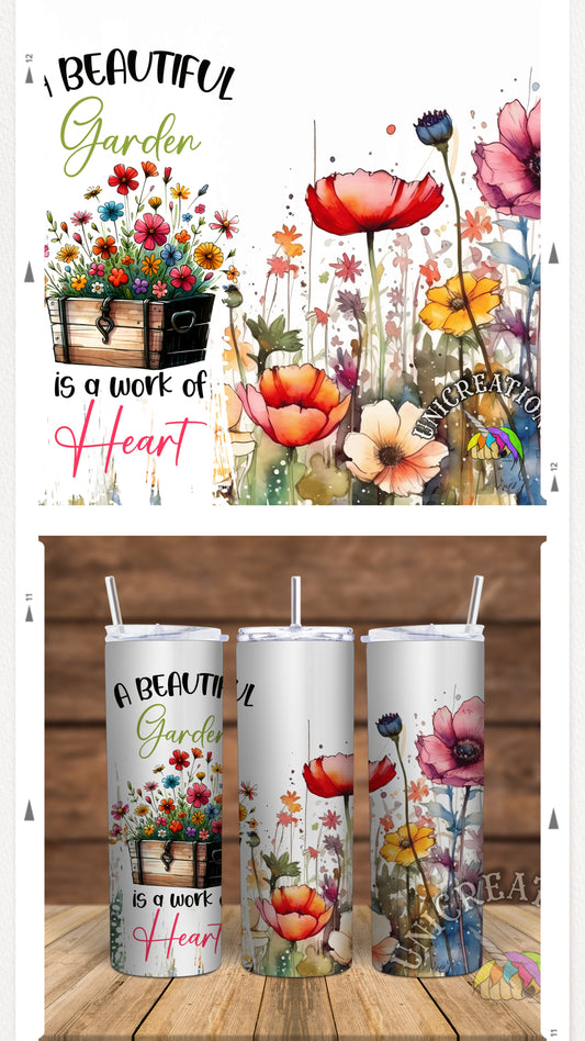 A Garden is a Work of Heart Printed Tumbler