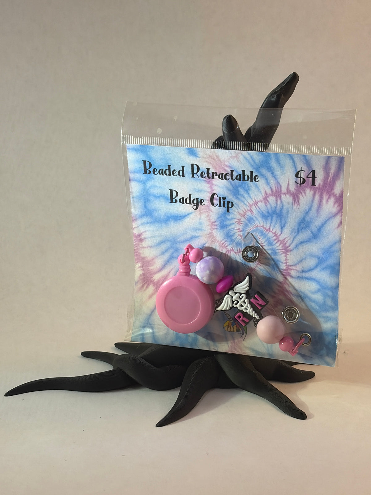 Beaded Retractable Badge Clips