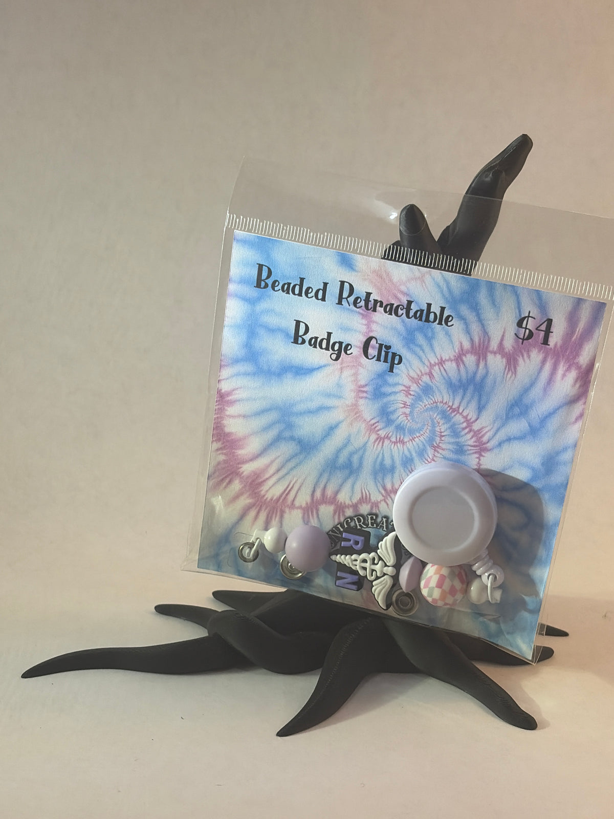 Beaded Retractable Badge Clips