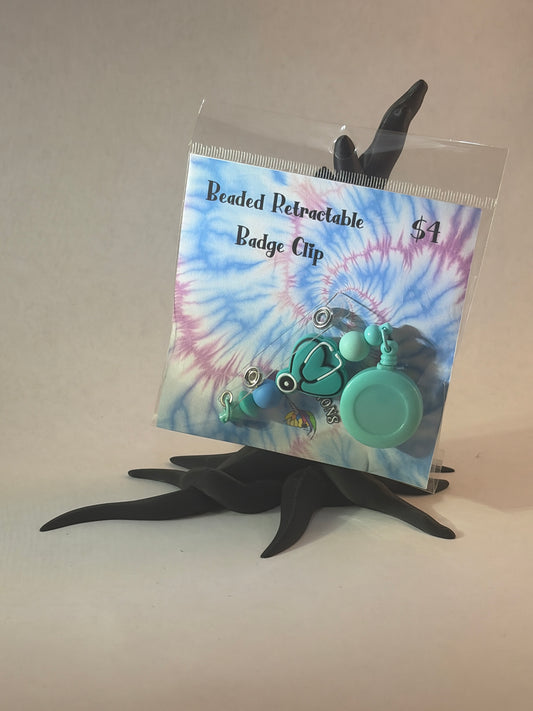 Beaded Retractable Badge Clips