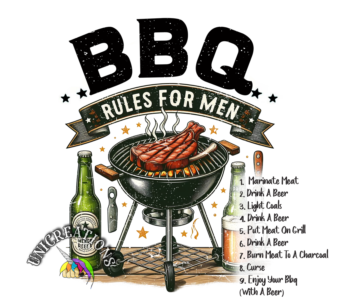 BBQ Rules for Men Printed Tumbler