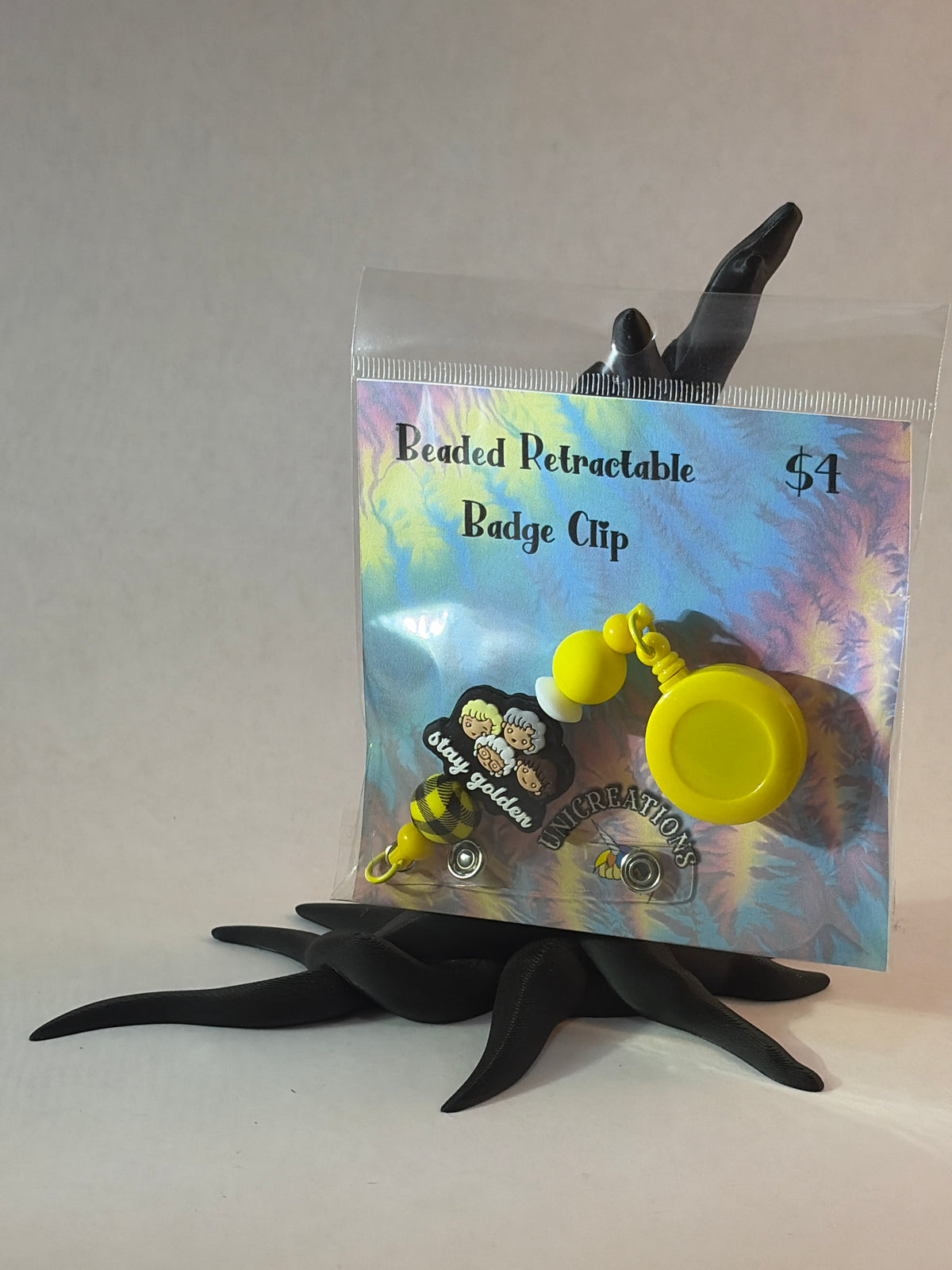Beaded Retractable Badge Clips
