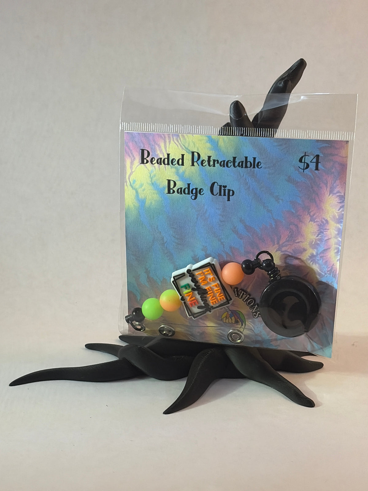 Beaded Retractable Badge Clips