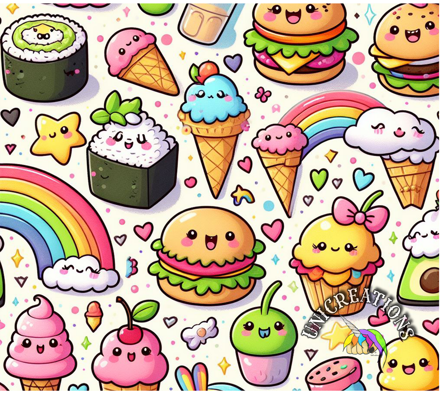 Kawaii Sushi & Sweets Printed Tumbler